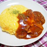 きのこデミグラスソースかけオムライス♪